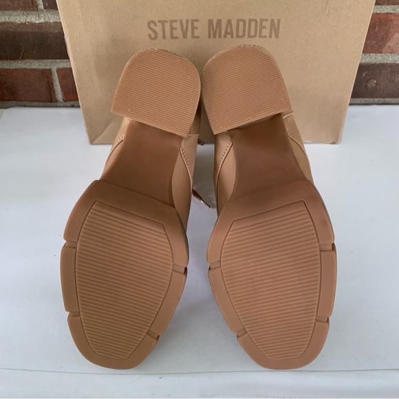Steve Madden Womens Hani tan ankle Combat Lace-up Boots block heel US 10 M NEW - Picture 6 of 7